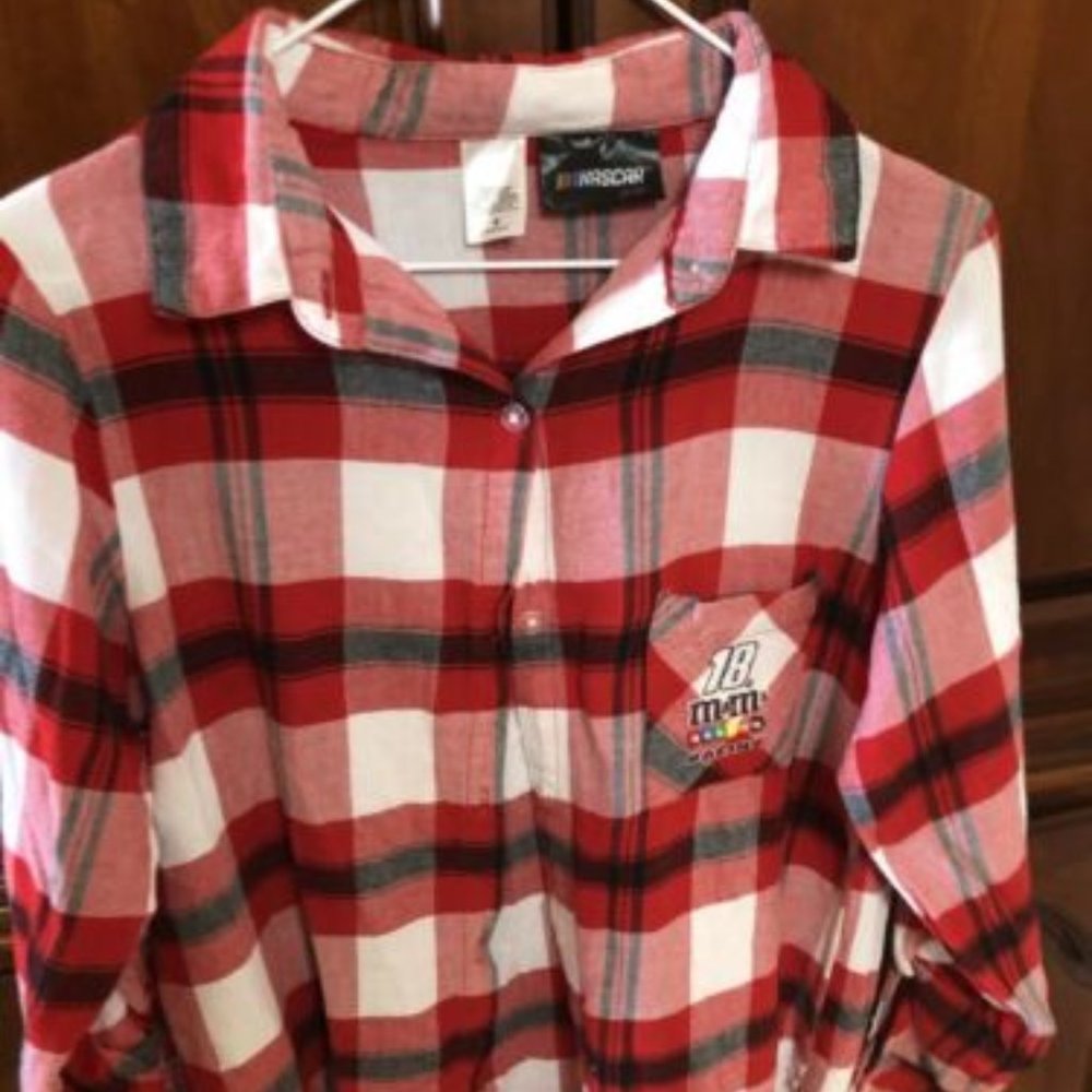Kyle Busch M&M's Women's Long Sleeve Flannel Nascar Shirt ( Rare )